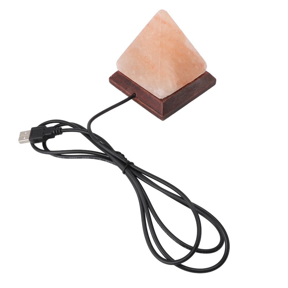 Hand Carved Crystal Salt Rock Lamp Pyramid USB Salt Lamp Unique Salt Lamp  Meditation