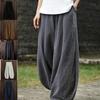 Atmungsaktive Hosen für Frühling und Sommer Japanische Übergröße Baumwolle und Leinen Locker Lässig Bloomers Damen