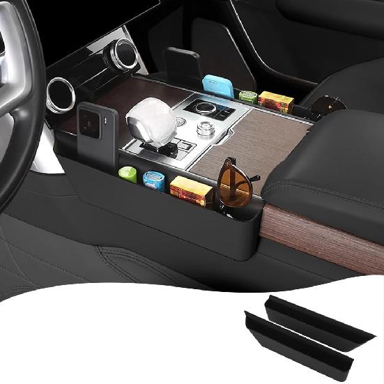 

Console Storage Box for 2023-2025 2026 Land Rover Range Rover Autobiography Central Seat Gap Organizer with Internal Tray Pockets Interior Trim чорний