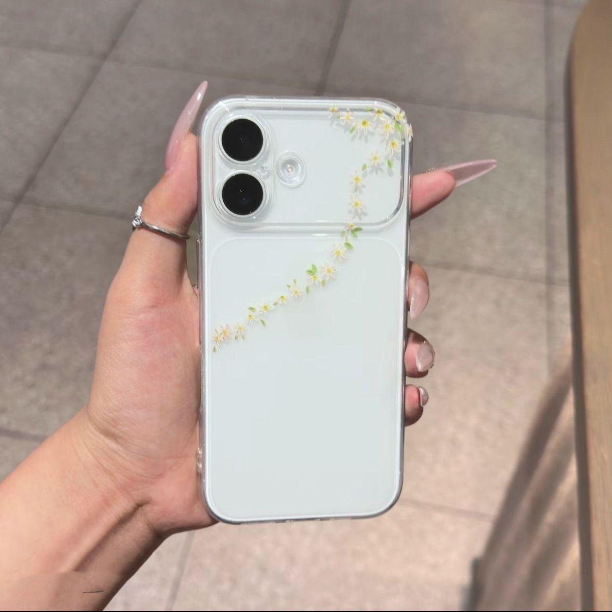 Frosted Daisy Crystal Case for iPhone 13, 14, 16, 17 Pro Max iPhone 16 Pro
