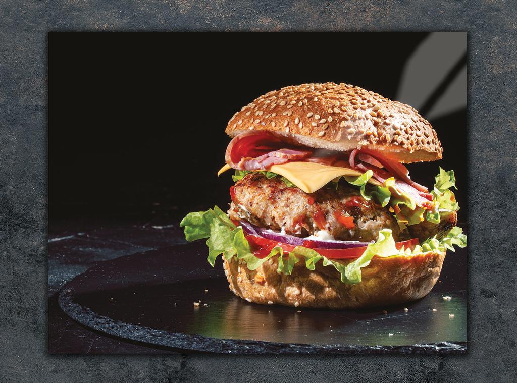 SZKLANA DESKA DO KROJENIA 40x30 HAMBURGER