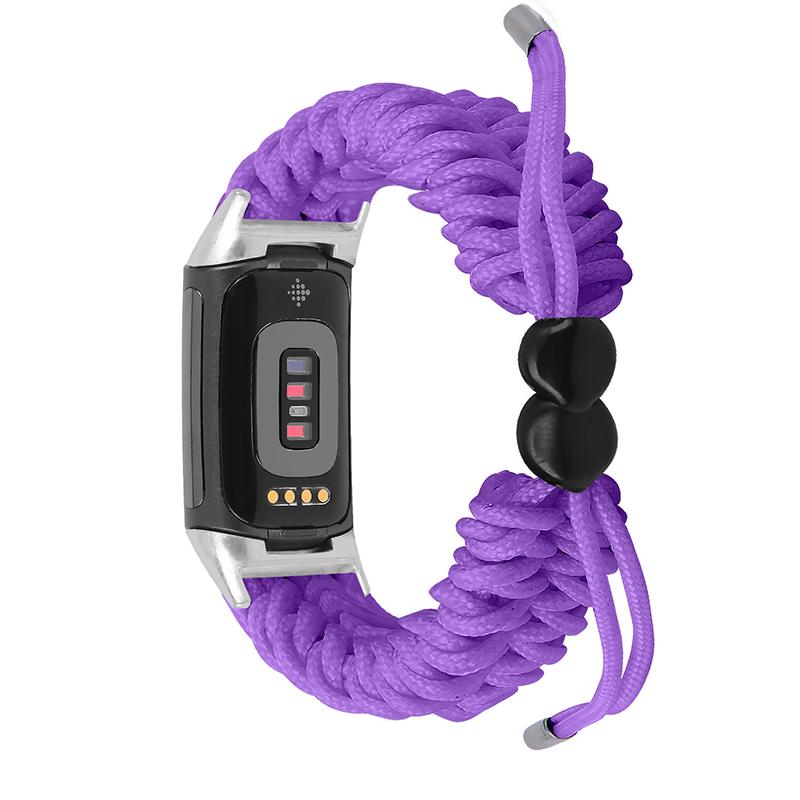 Stretchable Nylon Braided Rope Watch Strap Slide Beads Replacement Wrist Band for Fitbit Charge 6/5