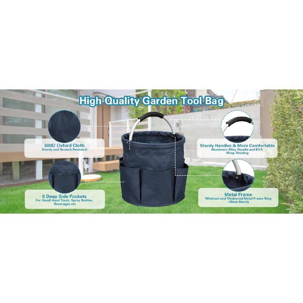 Portable Cleaning Caddy 17L Foldable Cleaning Bucket with Handle Organizer Bag for Towels Cleaning Tools Bathroom Kitchen Home