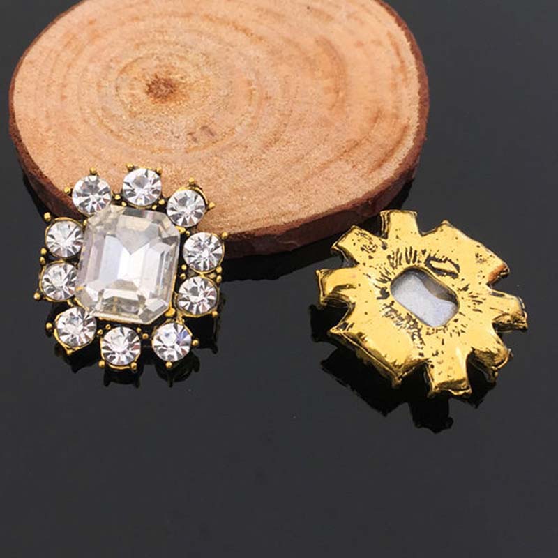 Engood 100Pcs Retro Discredit Alloy Rhinestone Buckles Sewing Trim & Embellishments Craft Button DIY Wedding Hair Accessories