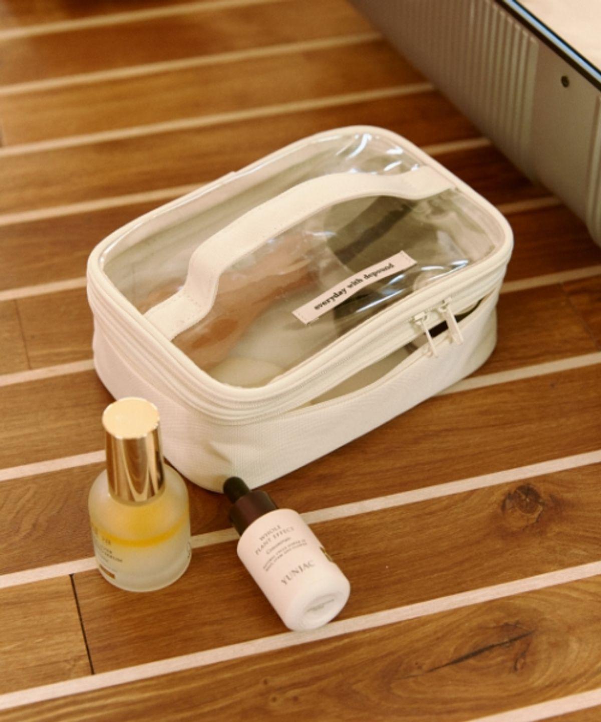 Double Layer Cosmetic Pouch [Ivory]