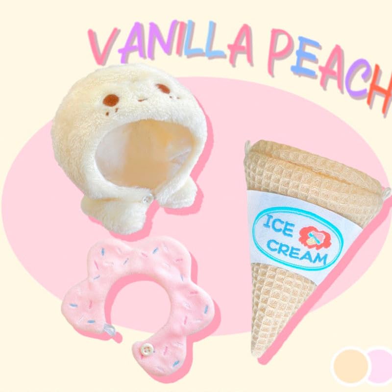 G-Trigger Ice Cream-Shaped Plush Kigurumi [Cone] for 10cm Plush Dolls, Cotton Doll Clothes, Nuikatsu Kigurumi, White, for Oshi Plushies [Used]