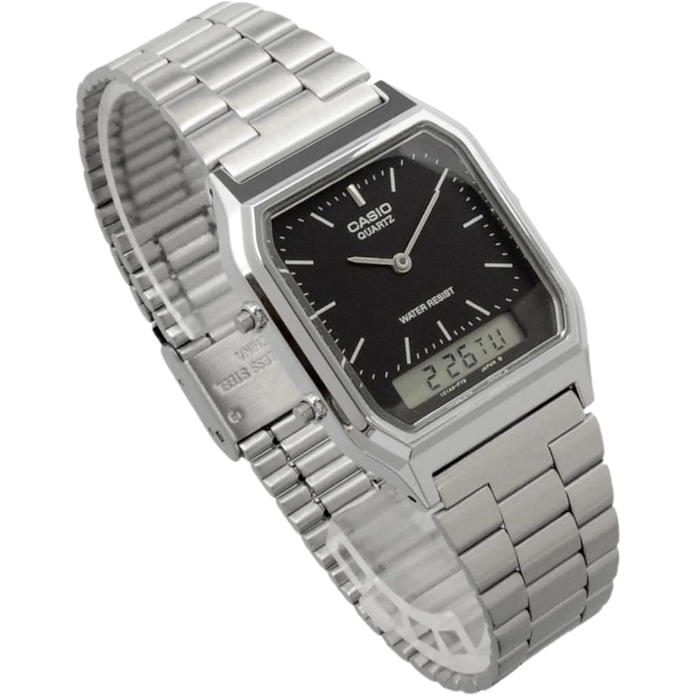 [Casio] CASIO Analog-Digital Quartz Watch Vintage Series AQ-230A-1DMQ Unisex Dual Time Black Overseas Model [Parallel Import]