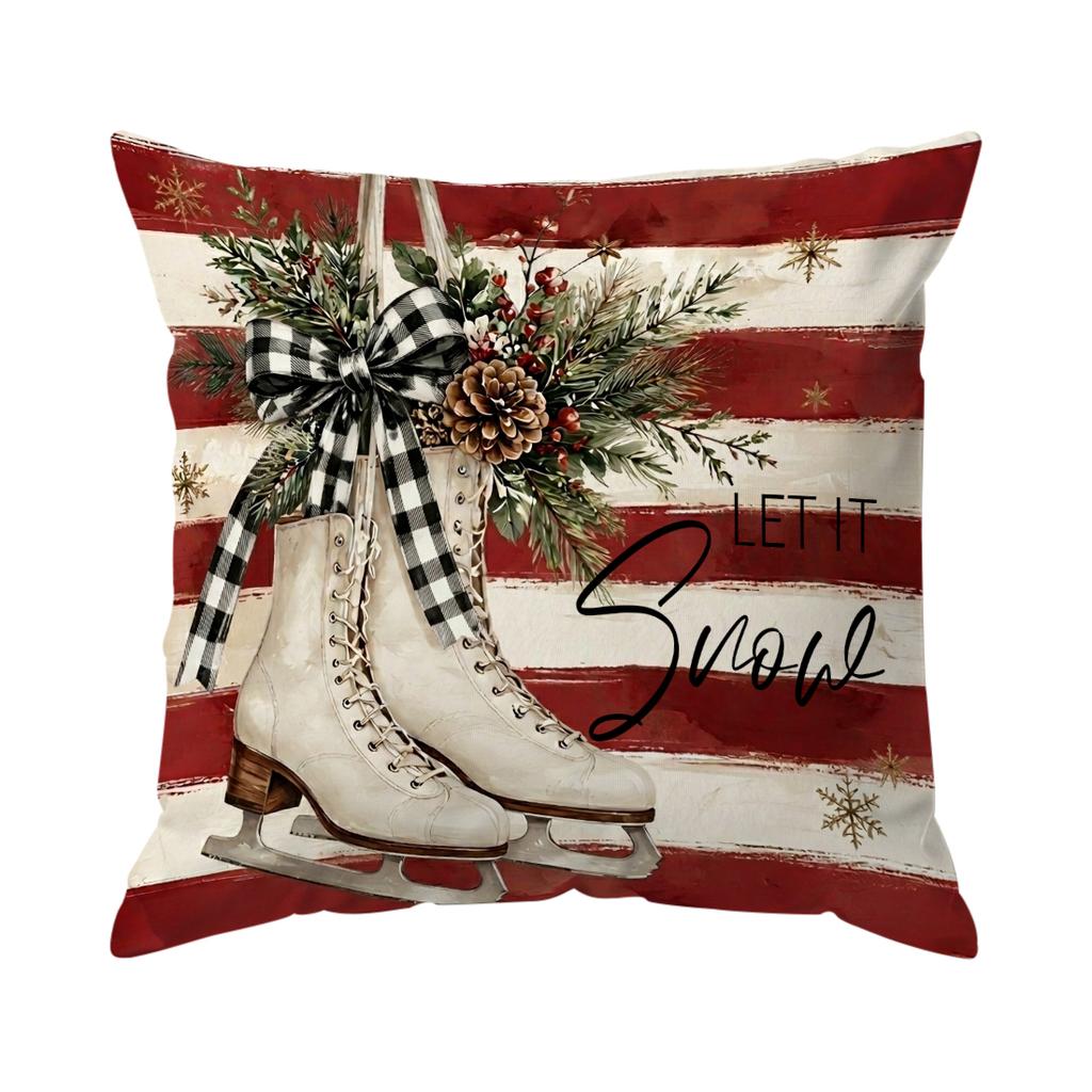 Striped Merry Christmas Theme Cushions Pillowcase Polyester Cushion Cover Throw Pillow Pillowcover Home Car Sofa Decor