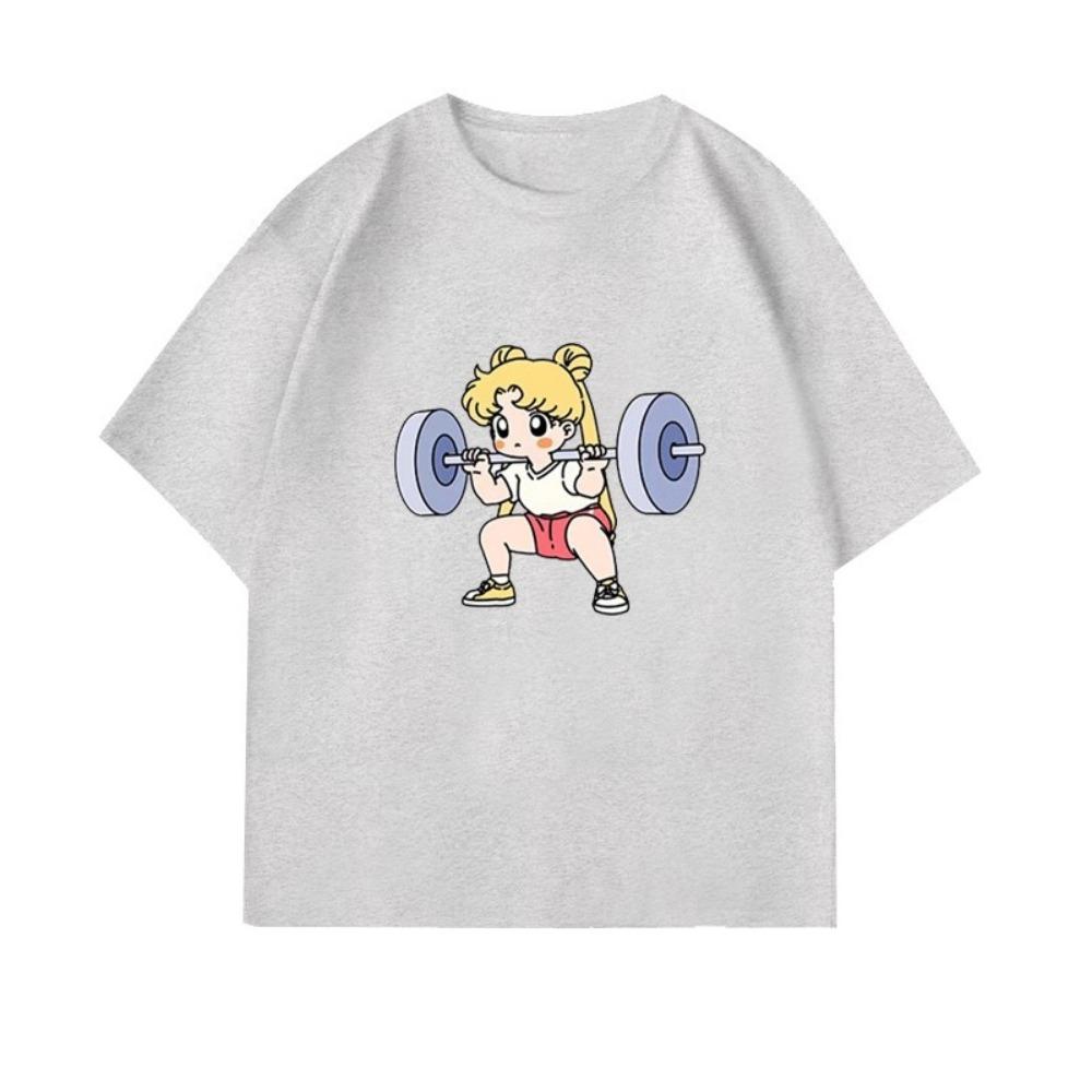 

Sailor Moon Iron Fitness Women s T-shirt Girls Children Parent-child Summer Loose Cute Sweet Fun Short-sleeved Top S