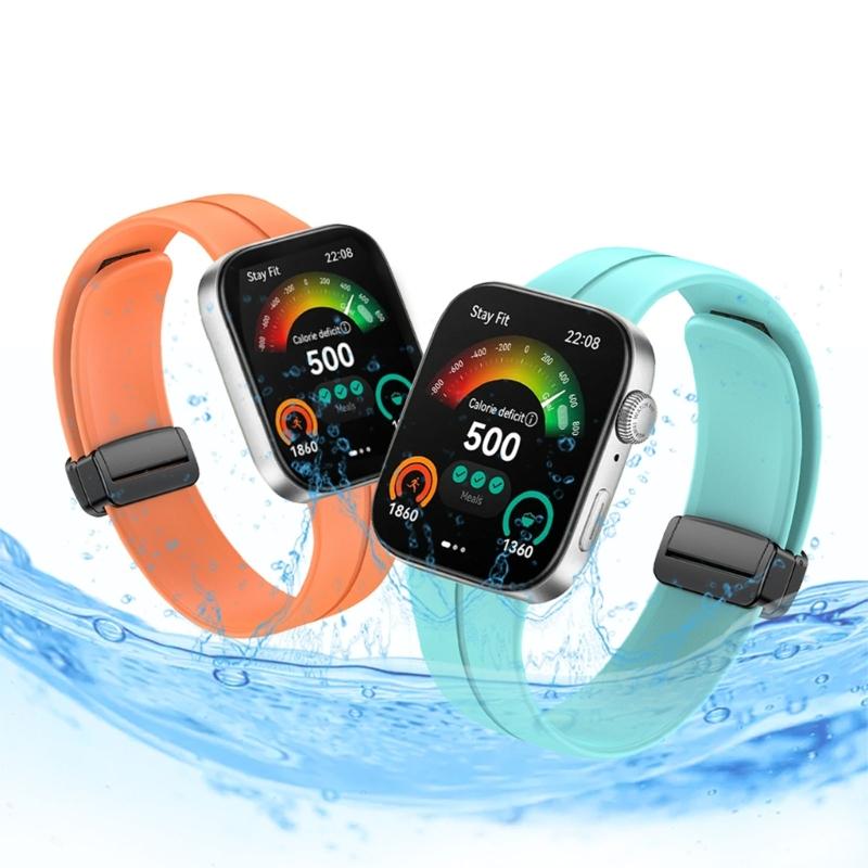Comfortable Silicone Band with Magnetic Lock Breathable Accessory Sweat Resistant Silicone Watch Strap for Watch Fit3