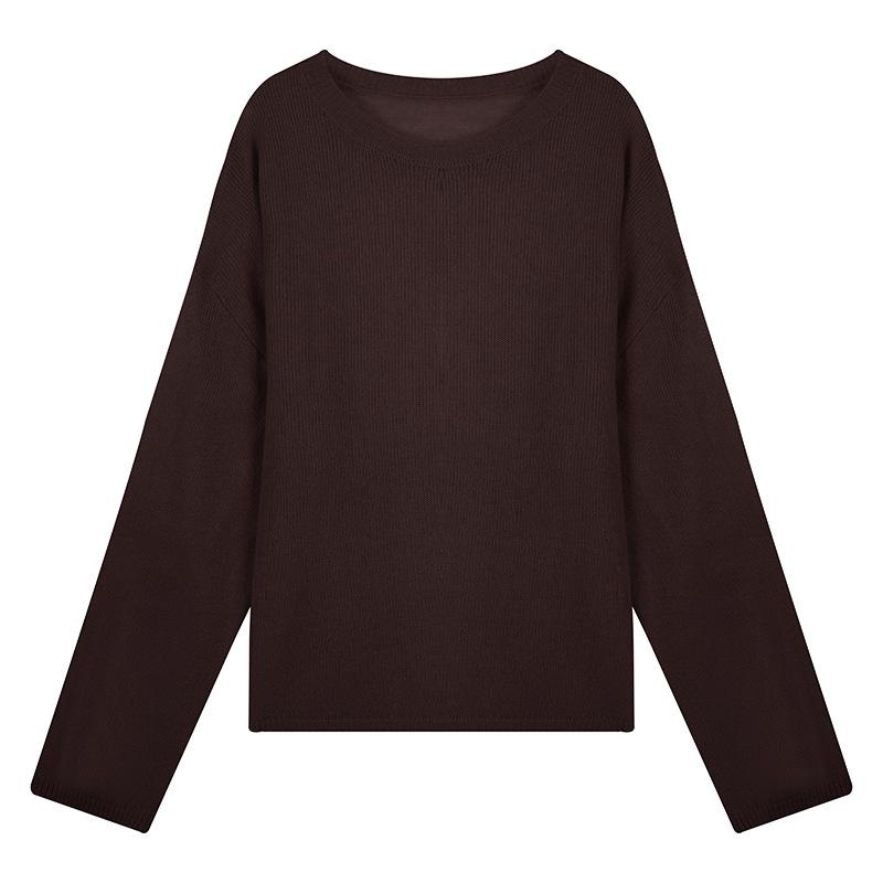 Tencel wool blended crew neck knitted bottoming shirt women's early autumn soft waxy light pullover long sleeve lazy wind sweater thin