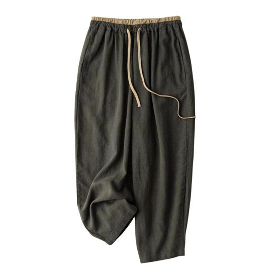 Women Harem Pants Drawstring Waist Wide-leg Casual Trousers Solid Color Ankle-Length Pants for Workouts Everyday Wear