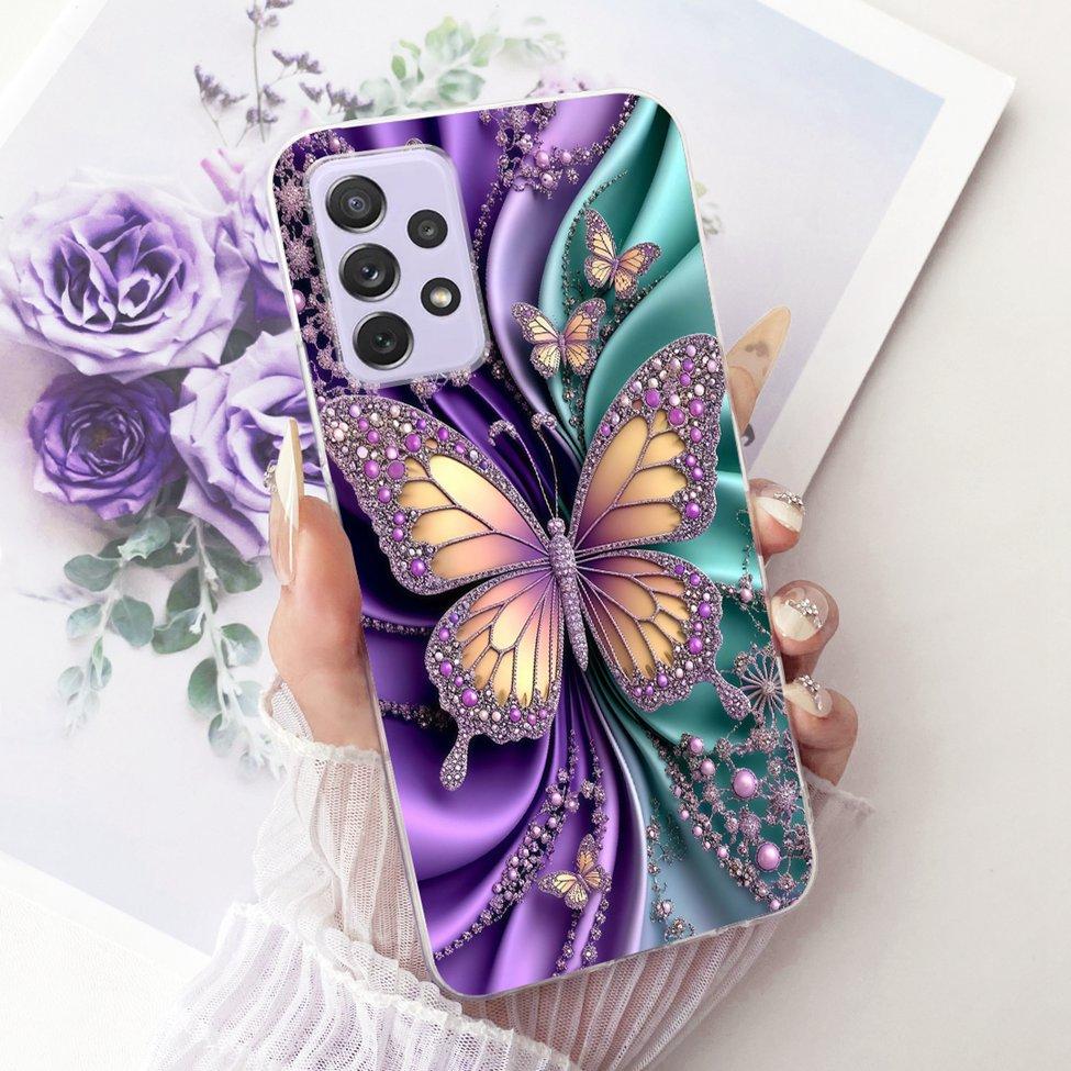 Transparent For Samsung Galaxy A72 4G Case Cute Fashion Flowers Funny Painted Casing For Samsung A72 4G SM-A725M SM-A725F Cover