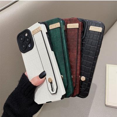 The Crocodile Pattern Wristband Is Suitable for The IPhone 14promax Phone Case Stand and The IPhone 13 Leather Pattern 12 Anti-drop Protective Case