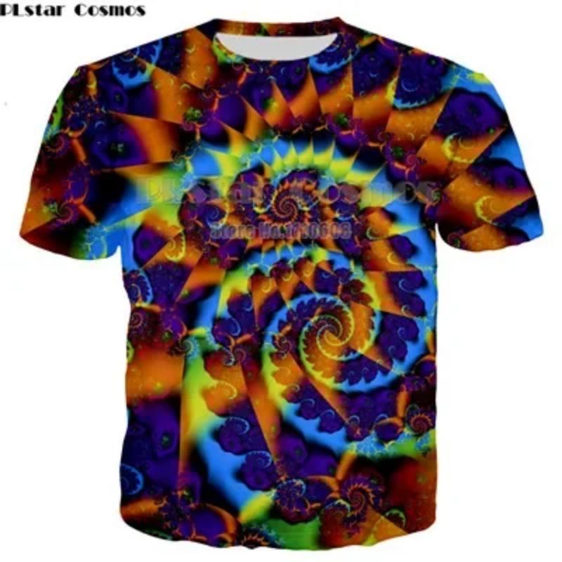 Men's T-shirts Colorful Trippy 3D Printed Shirts Summer Fashion Psychedelic Elephant T-shirts Hip-hop Prints Shirt