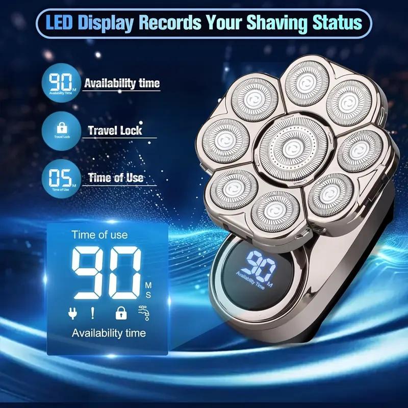 9D Head Shaver For Bald Men Electric Shavers Rechargeable Head Razor Ipx7 Waterproof Rotary Shaver With Led Display Men Gift