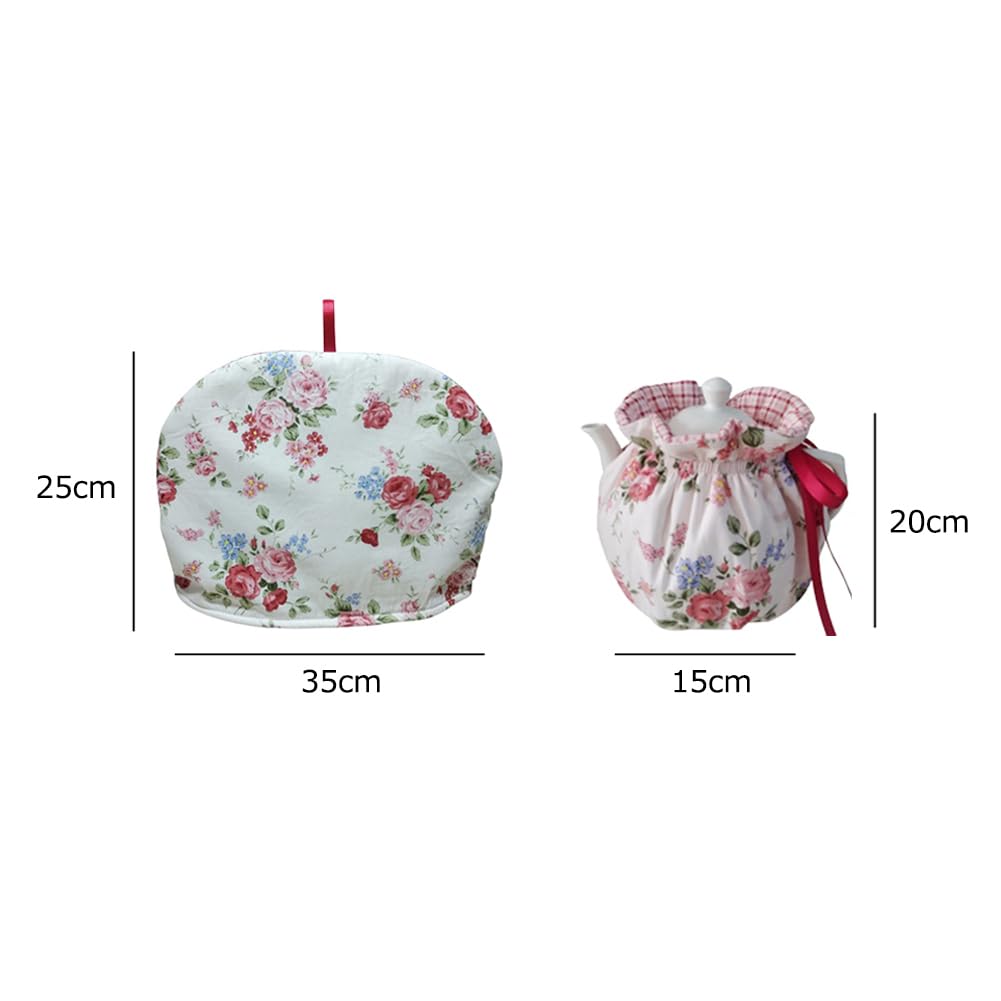HIGHAWK Set of 2 Tea Cozies with Teapot Covers, Insulated and Dustproof, Scandinavian Floral and Antique Design, Ideal for Home, Tea Room, or