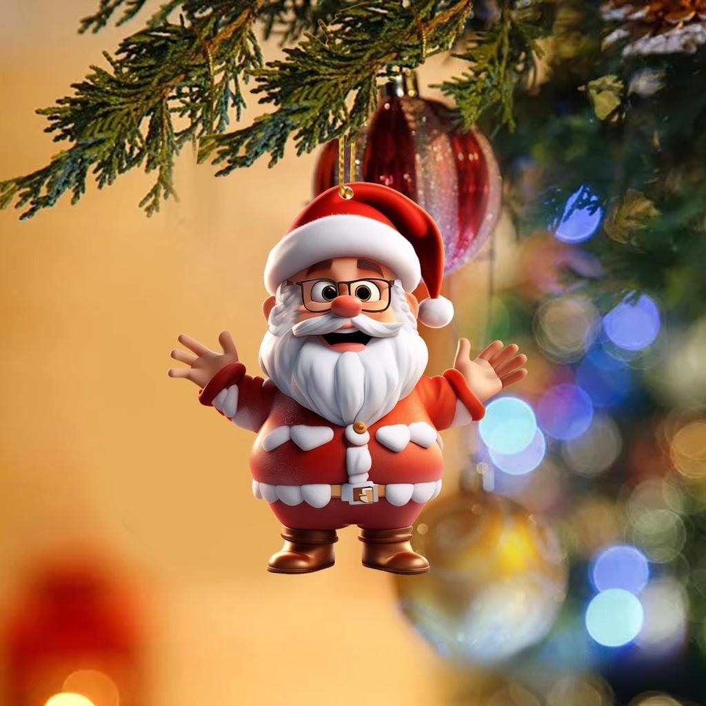 Acrylic 2D Santa Claus Festive Atmosphere Christmas Tree Ornament Pendant Christmas Tree Ornament