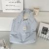 Summer Plaid Embroidered Tote Bag With Zipper Pocket For Casual Day Out