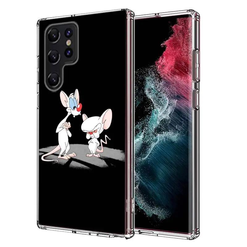 Pinky Anime and the Brain Cover For Samsung Galaxy S21 S20 S23 FE S22+ S24 Ultra S25 Edge Phone Case S10 Plus Clear Capa Coque P
