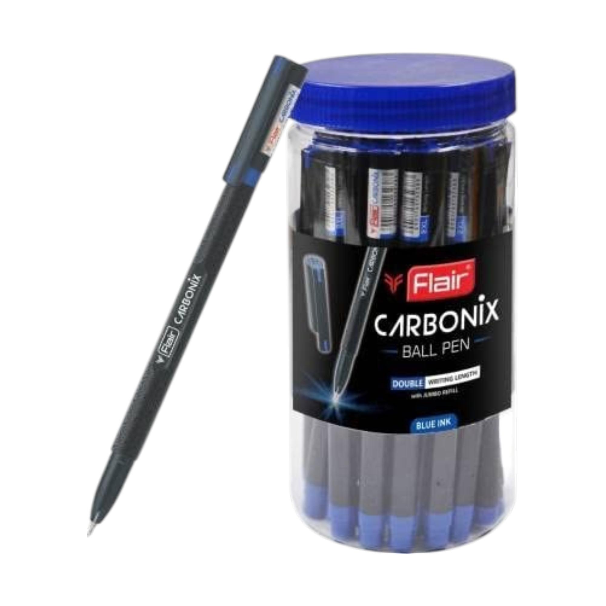 Flair Carbonix Ball Pen Set Of 1 x x30pcs Blue Ink 0.5 mm Tip Smooth Writing Pens With Comfortable Grip For School Office Use