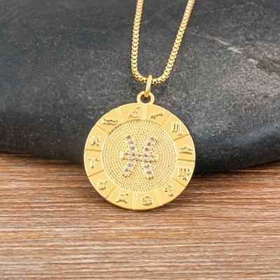 Nidin New Hot Sale 12 Constellation Drop Pendant Necklace Gold Plated Jewelry Collar Clavicle Choker Birthday Gift for Women Men
