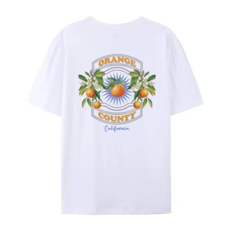 

Fruit Orange County Print TShirt Women Cute Botanical Graphic Tees Loose Vintage Streetwear Tops Cottagecore Aesthetic Clothing S