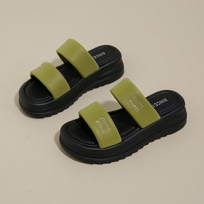 Mode Damen Hausschuhe Keilabsatz Offene Zehenpartie Outdoor Freizeit Hausschuhe Runde Zehenpartie Sandalen Sommer Outdoor Strandschuhe Mode Pantuflas Mujer