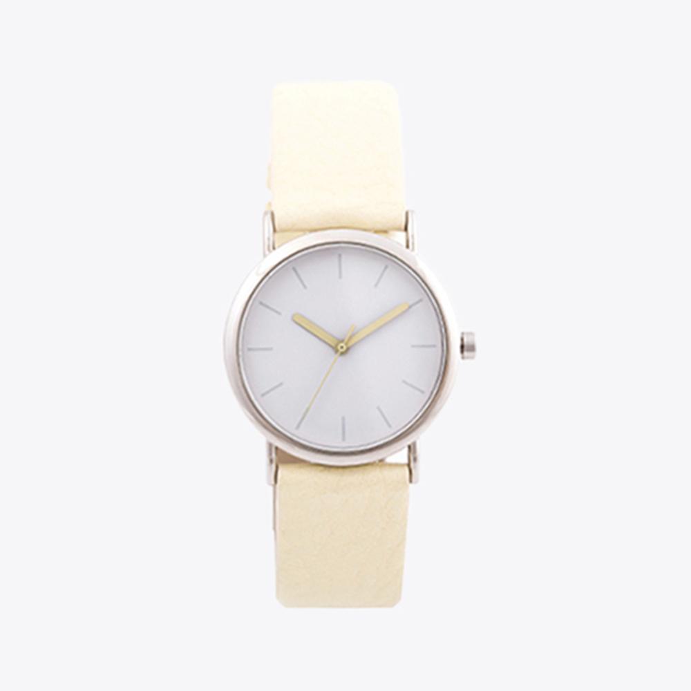 Lanjjeu La1185 Women'S Leather Watch Pastel Yellow Ivory