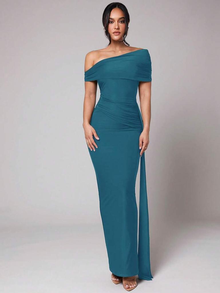 European and American New Solid Color Elegant Temperament Women's Long Dress Dress