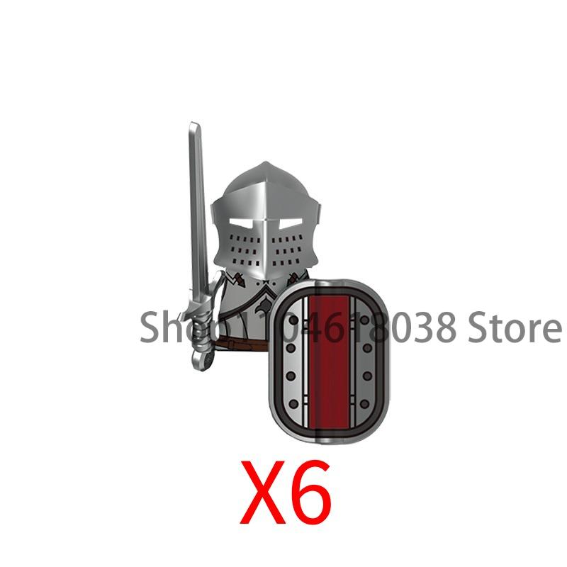 Medieval Castle Soldier Action Figures Building Block Empire Templars Lancer Warrior Militia Helmet Shield Sword Bow Toy Gifts