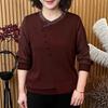 Novo Top de Primavera com Bainha Assimétrica e Strass para Mulheres de Meia-Idade e Idosas – Elegante Manga Longa para Dia a Dia da Mãe
