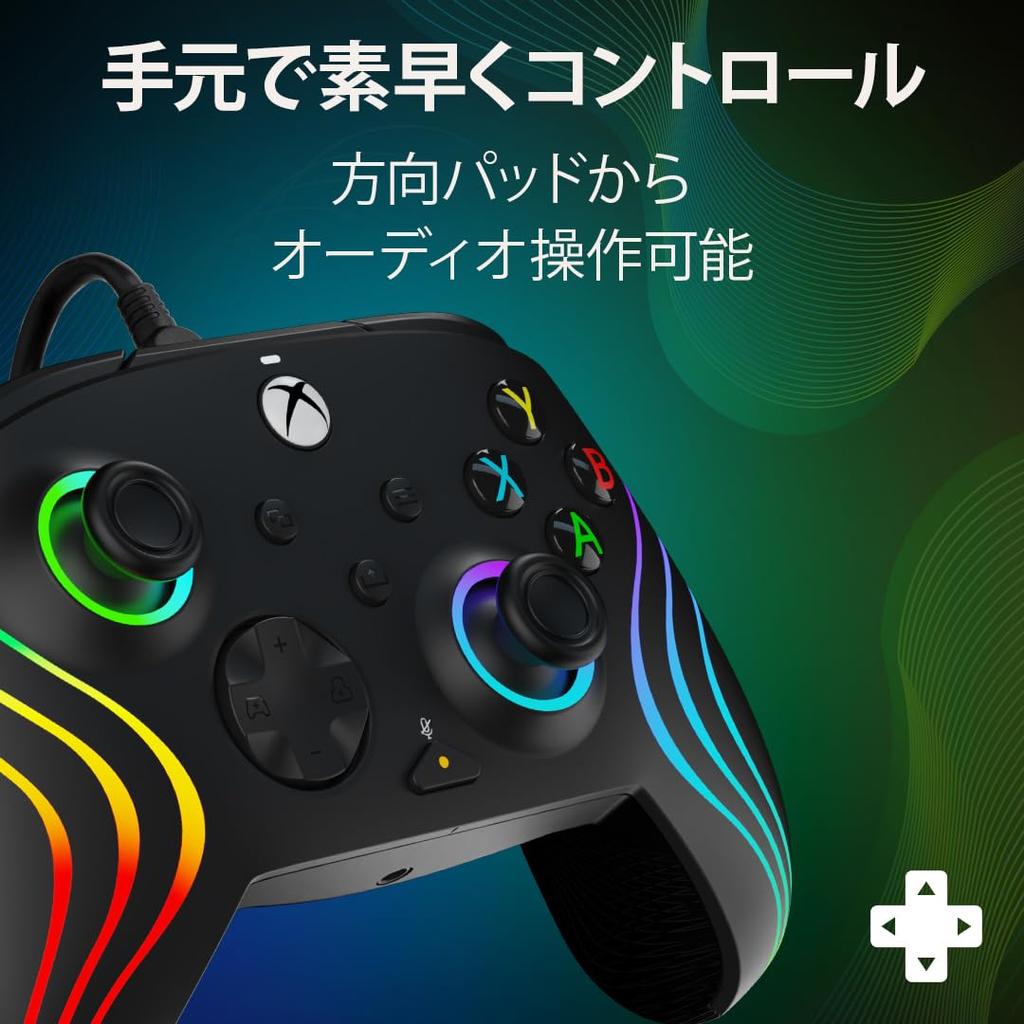 Officially Licensed Xbox PDP by TURTLE BEACH Afterglow Wave LED Wired Controller for Xbox Series and PC Black X/S -