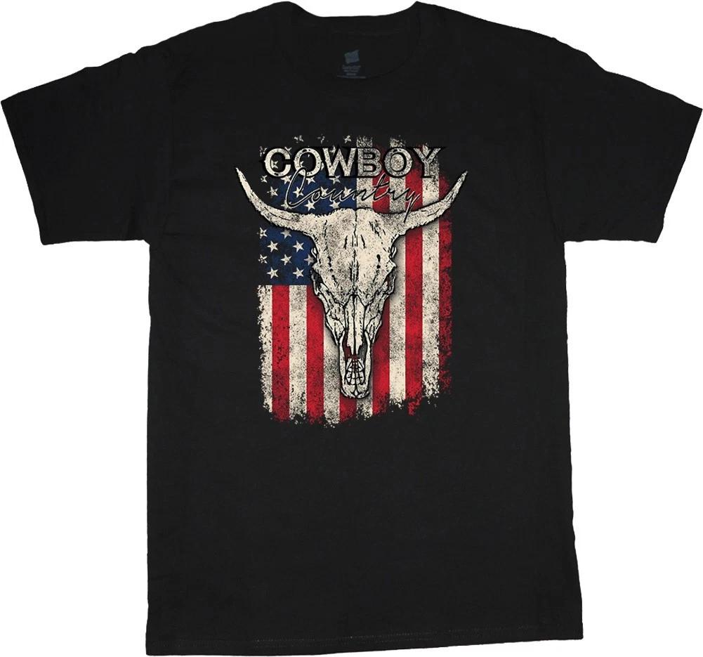 Men s Graphic Tees American Flag Cowboy Skull T-shirt Clothing Apparel M