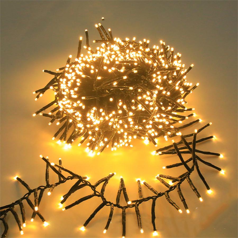 1000/2000LED Cluster Fairy Lights Outdoor Plug In Firecracker Lights Christmas Twinkle String Light for Wedding Party Tree Decor