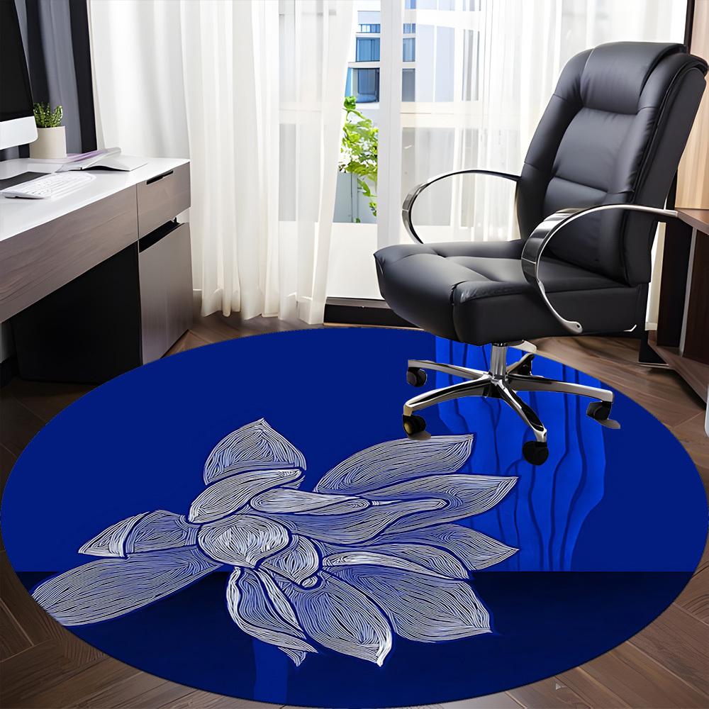 1pc Floral Design Office Round Area Rug, Mat Suitable For Office, Under Office Chairs Bedroom Living Room Home Decor, Room Deco