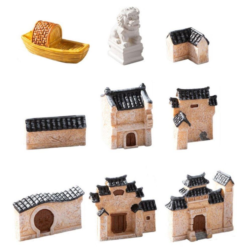 9pcs/set Retor Mini Old City Gate Decorative Ancient House Archway  Fairy Garden