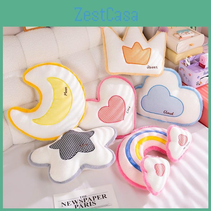 Starry Sky Plush Cushion Pillow Cloud Rainbow Heart Print Home Gifts Decoration