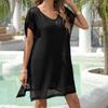 Blouse V-neck Hollow Stitching Loose European and American Ladies Dress Seaside Beach Skirt