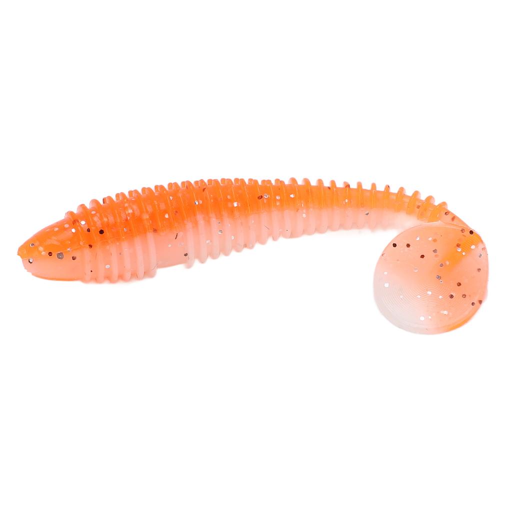 15Pcs Silicone Soft Lure Simulation T Tail Fishing Bait Double Color with Spiral Pattern for Sea
