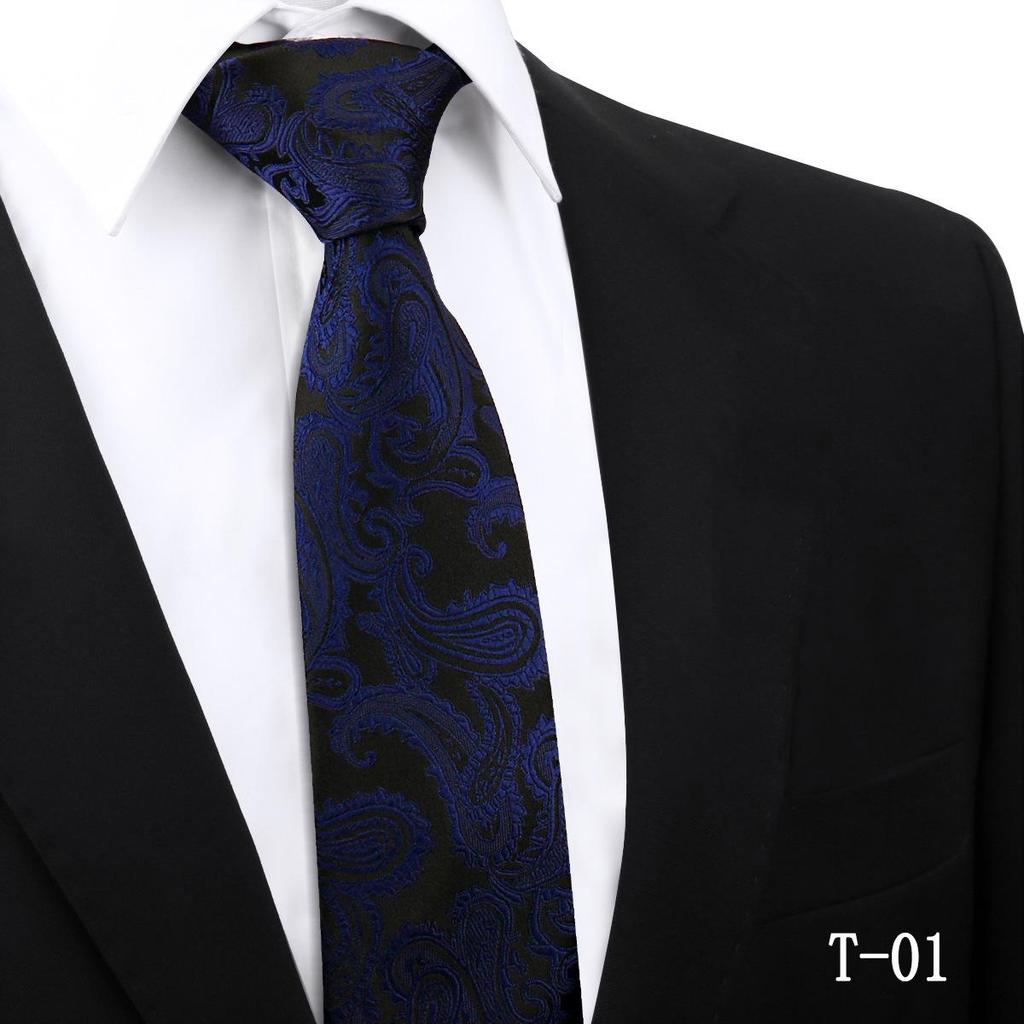 Handmade Paisley Stripe Jacquard Polyester Tie, 7.5cm