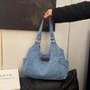 Simple Canvas Tote Bag Korean Style Underarm Packs Fashion Denim Shoulder Bag  Girls
