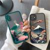 Japanese Aesthetic Mount Fuji Landscape Map Phone Case For iPhone 16 11 XR XS 13 12 14 15 Pro Max Mini SE2 7 8 Plus Shockproof