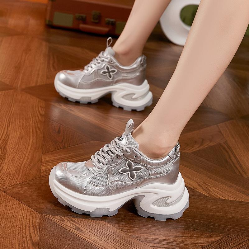 Platform Dad Shoes Women's 2025 Spring and Summer New Breathable Mesh Sandals Inner Height Increase Women's Shoes Versatile Casual Sports Shoes
