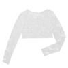 Women's Sexy Tops Lace Mesh See Through Long Sleeves Crop Tops Short Blouse T-shirt Clubwear Streetwear