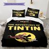 Póster de Tintín Juego de Colcha Ropa de Cama Funda de Colcha Funda de Almohada Decoración del Hogar Regalo de Cumpleaños (1 * funda nórdica + 2 * fundas de almohada, sin núcleo)
