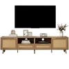 (=N625P237970971A)TV Stand, 200*37*49 cm, Plastic Rattan Design TV Stand, Solid Wood Legs TV Stand, Rattan TV Panel