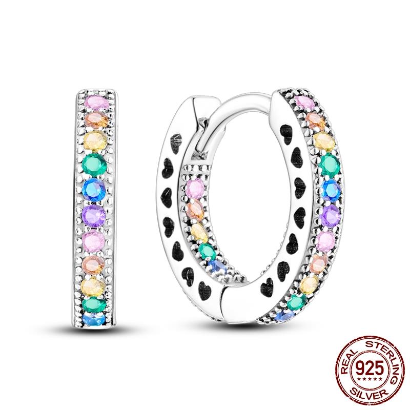 Náušnice pro ženy 925 Sterling Silver Kruhové náušnice Diamantové Srdce Lásky Zámek Broskvové Srdce Náušnice Krásný Dárek
