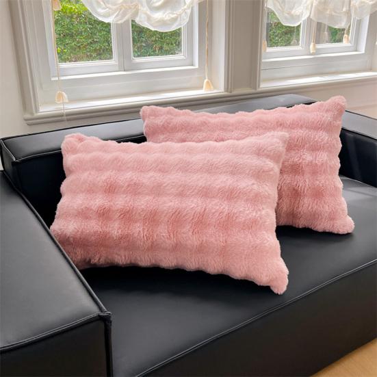 Pillow Cover Solid Color Design Plush Soft Pillow Case Autumn Winter Warm Comfortable Bedroom Pillowcase
