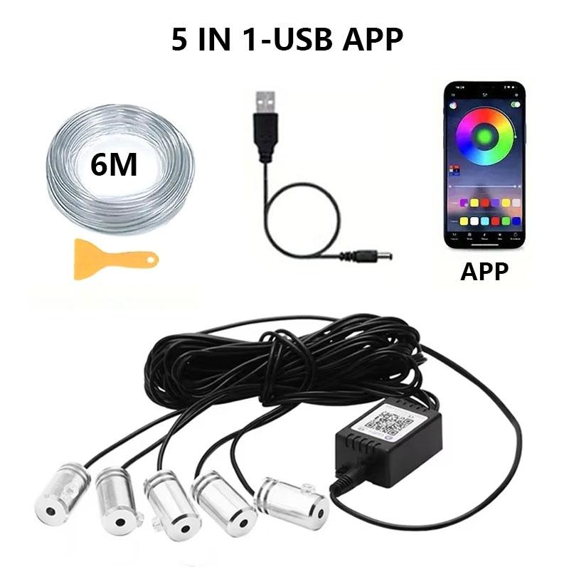 LED Car Interior Ambient Strip Light With APP Remote Control Auto Decorative Lamp RGB Fiber Optic Atmosphere Neon Lighting Kit